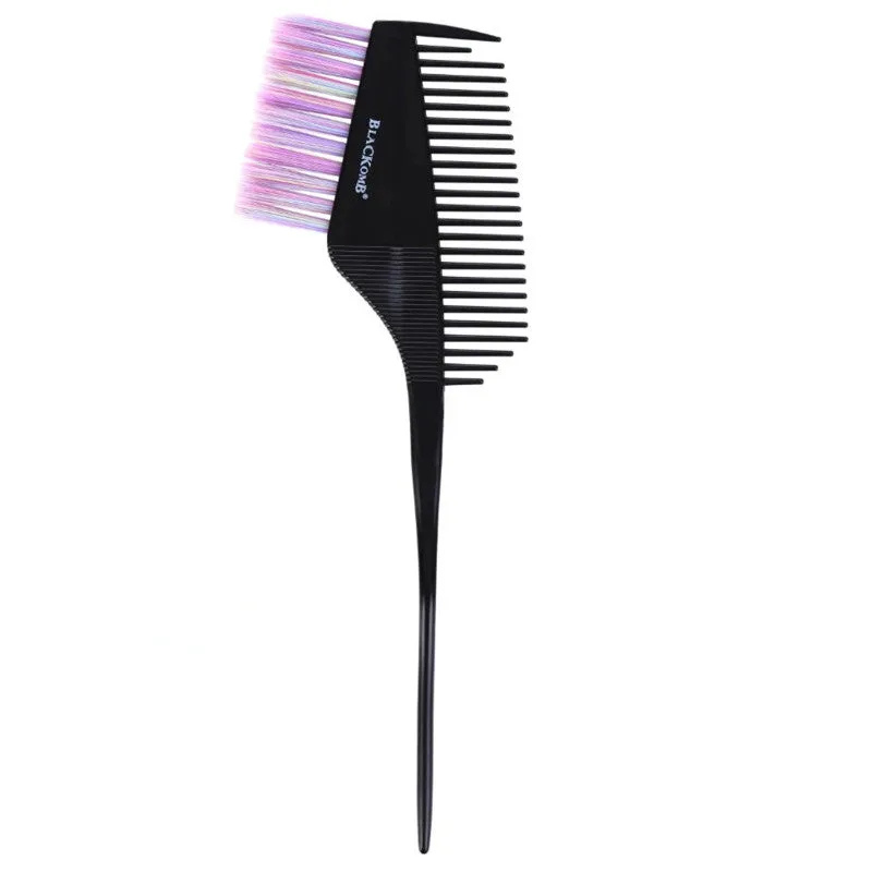 Poniks Blackomb Brush BP202 - hair coloring brush with comb 6 cm, rainbow