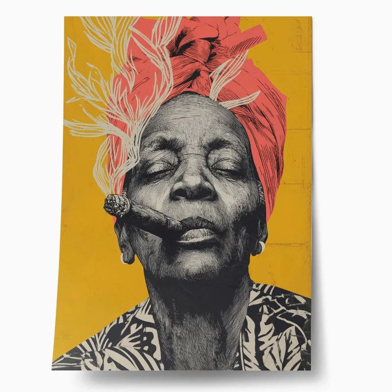 Poster AFROCENTRIC OLD LADY SMOKING