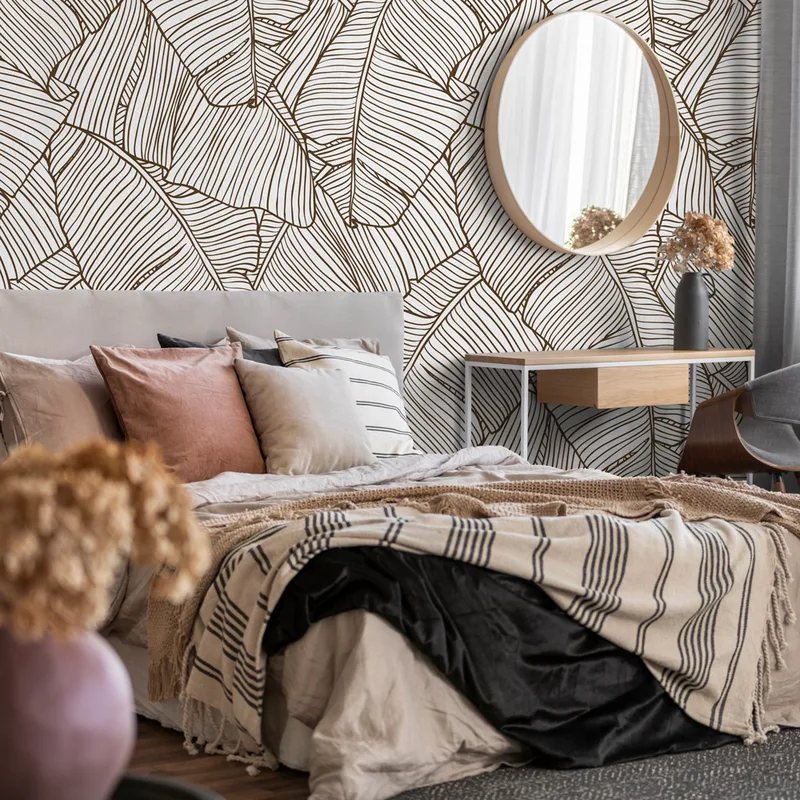 Αυτοκόλλητη Ταπετσαρία τοίχου BROWN PALM PATTERN