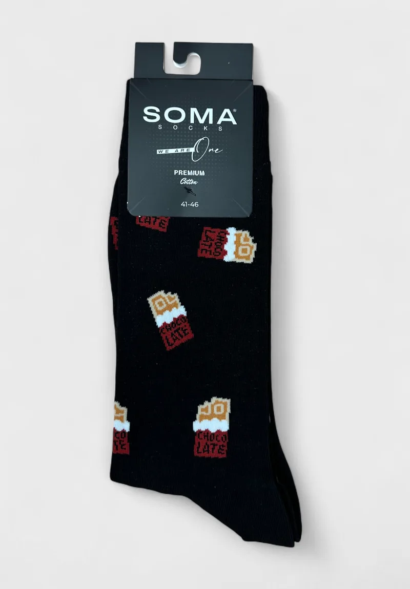Ανδρική Κάλτσα Soma Socks “Chocolate” SS18878-Μαύρο