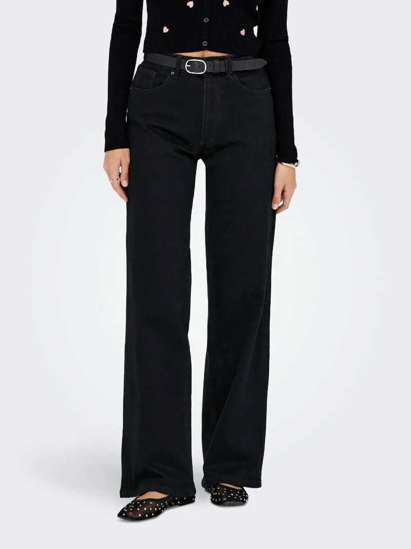 Only Juicy Γυναικείο Wide Leg Jeans 15338858 Μαύρο