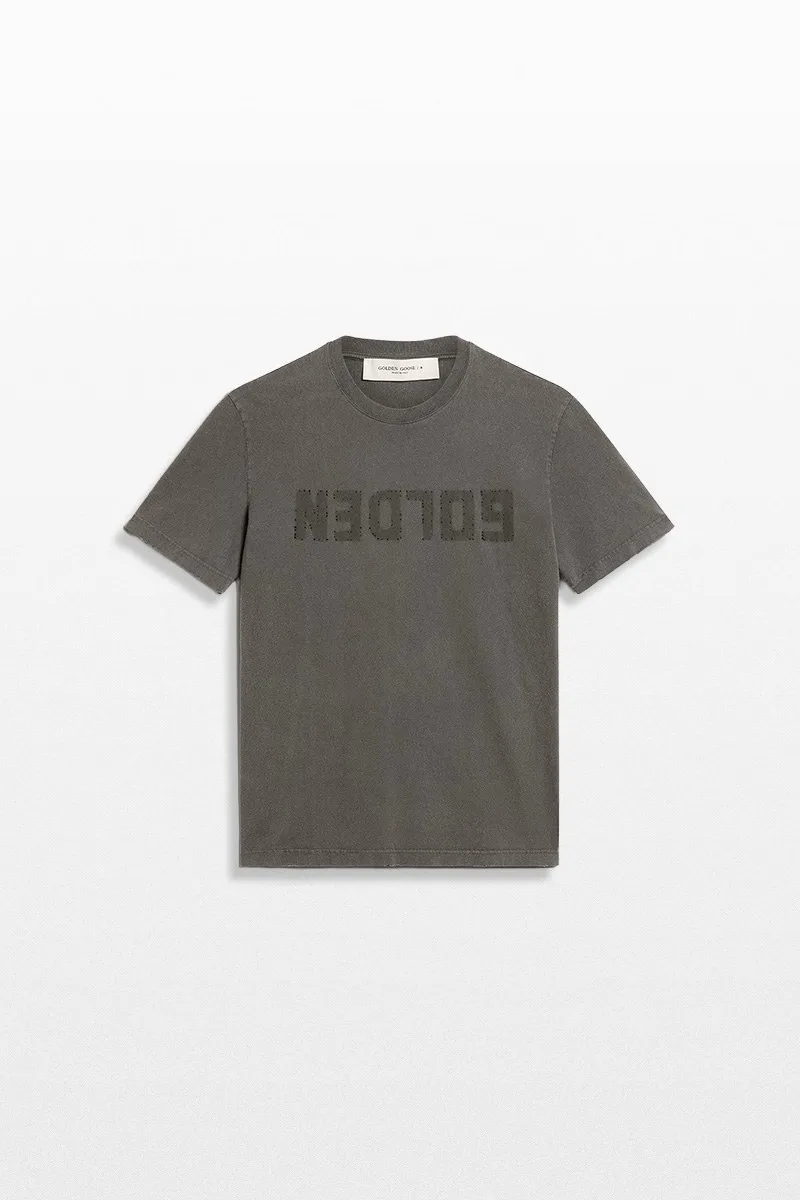 GOLDEN GOOSE Ανδρικό Γκρι T-Shirt with Distressed Treatment