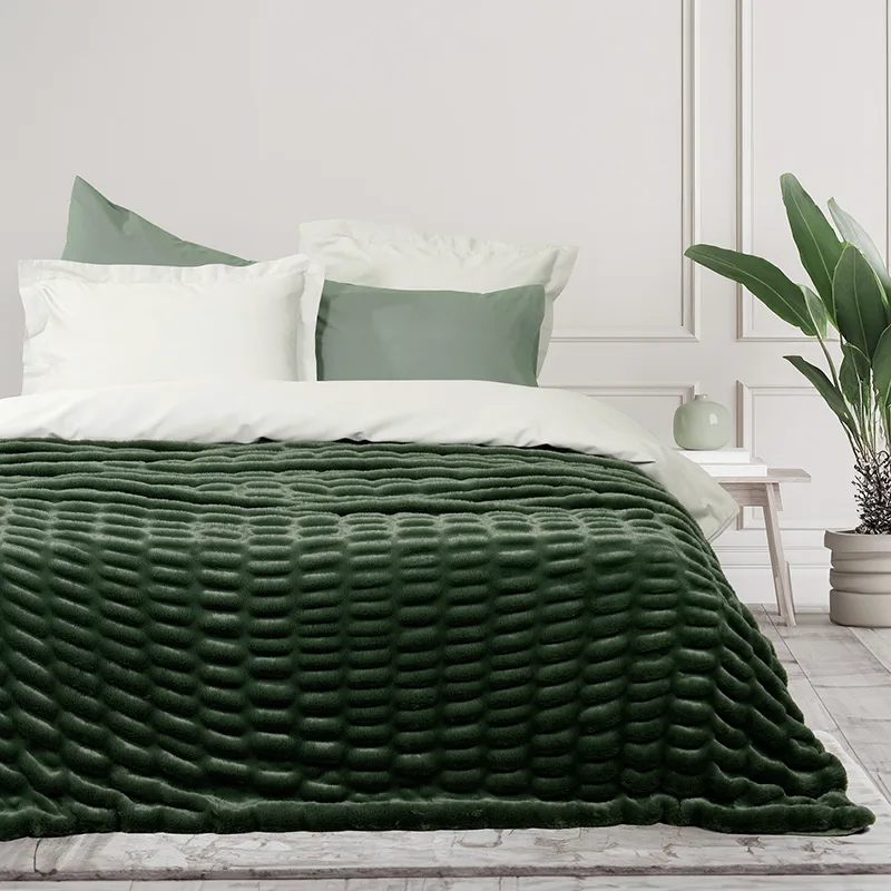 Κουβέρτα Fleece Υπέρδιπλη 220X240 Nima Mossy Dark Green (220x240)