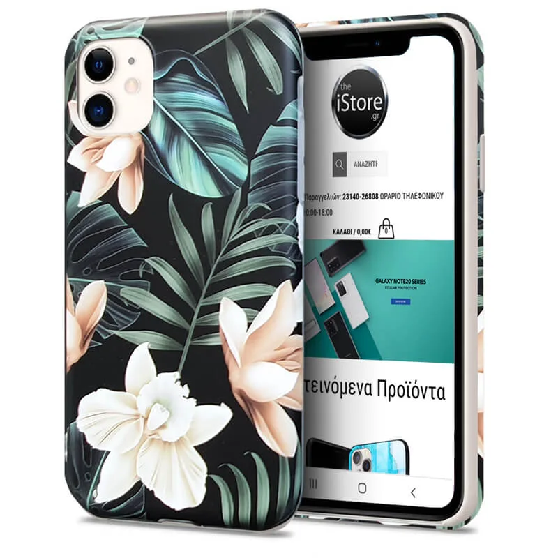 Nature Series Silicone Case Magnolia Black iPhone 12/12 Pro