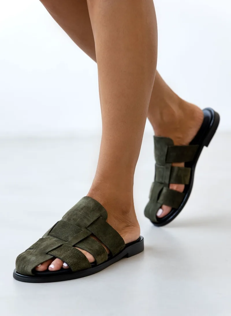 TFP Suede Fisherman Sandals - 101 - Olive