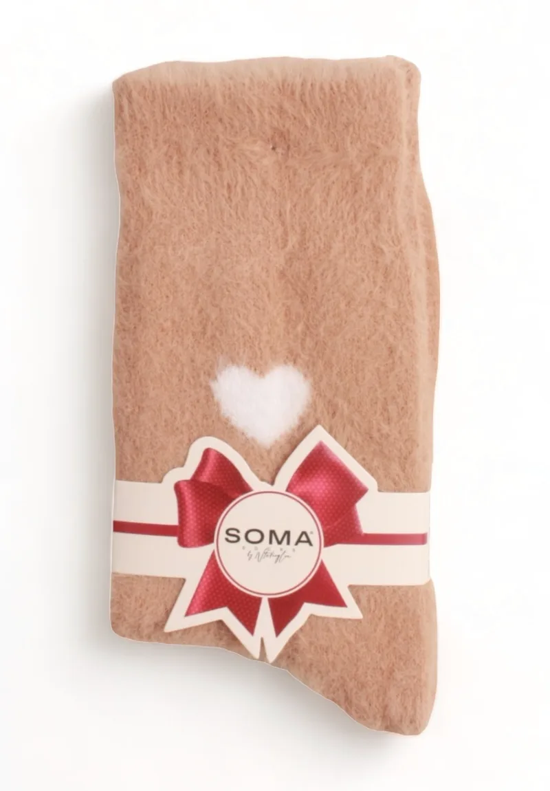 Κάλτσα γυναικεία μάλλινη Soma Softwool Heart SMW01-Μπεζ