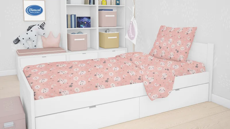 Σετ Σεντόνι Μονό & Μαξιλαροθήκη Dimcol Smile 82 Coral 160x240