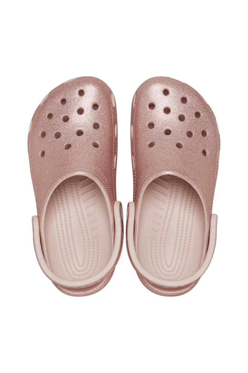 Crocs unisex clogs μονόχρωμα με διάτρητο σχέδιο "Classic Glitter Clog" - E79713 Ροζ