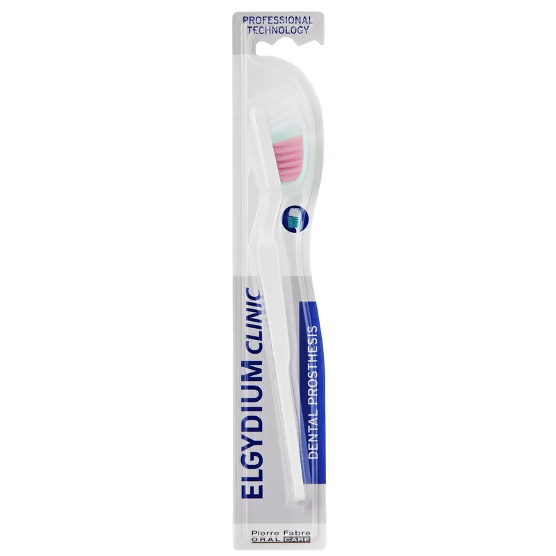 Elgydium Clinic Dental Prosthesis Toothbrush Οδοντόβουρτσα Σχεδιασμένη για την Καθημερινή Φροντίδα των Τεχνητών Οδοντοστοιχιών 1 Τεμάχιο - Ροζ