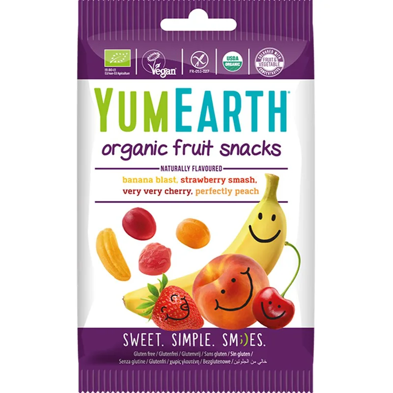 YumEarth Organic Fruit Snacks Mixed Flavored Βιολογικά Ζελεδάκια με Διάφορες Γεύσεις Φρούτων 50g