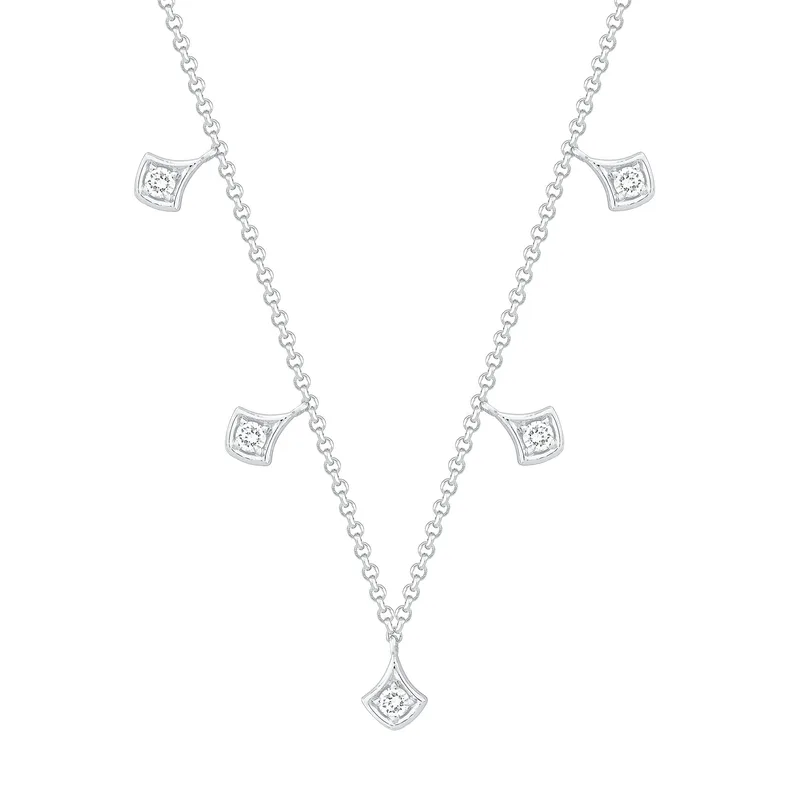 Diamond Group Koλιέ Με Διαμάντια Brilliant από Λευκό Χρυσό 18 Καρατίων DKL1394