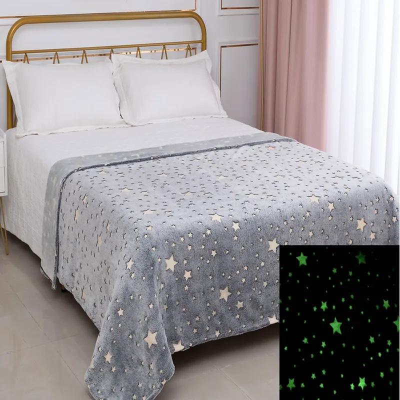 Φωσφοριζέ Κουβέρτα Fleece Μονή (170x220) Silk Fashion Star Γκρι