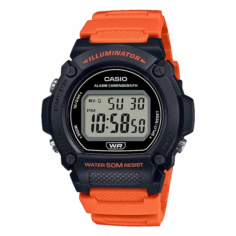 CASIO Collection Πορτοκαλί Rubber Strap W-219H-4AVEF
