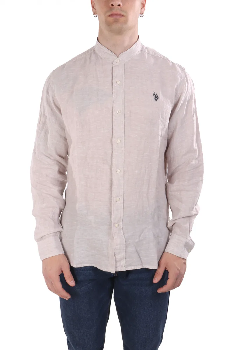 U.S.POLO ASSN ΠΟΥΚΑΜΙΣΟ MAO SLIM FIT ΛΙΝΟ ΜΠΕΖ