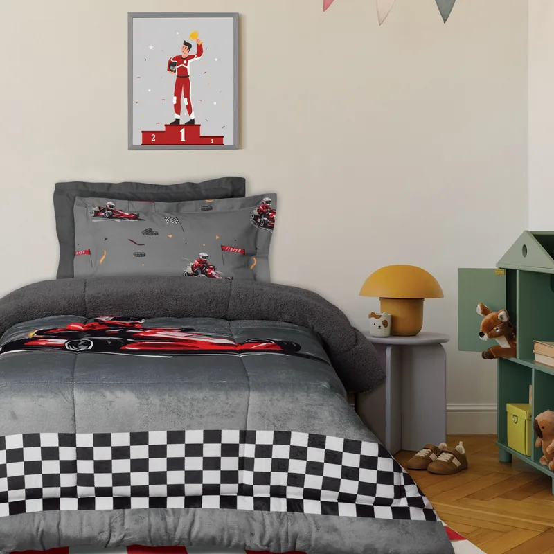 Παιδικό Κουβερτοπάπλωμα με Γούνα Sherpa Μονό Das Home 4976 Grey 160x220