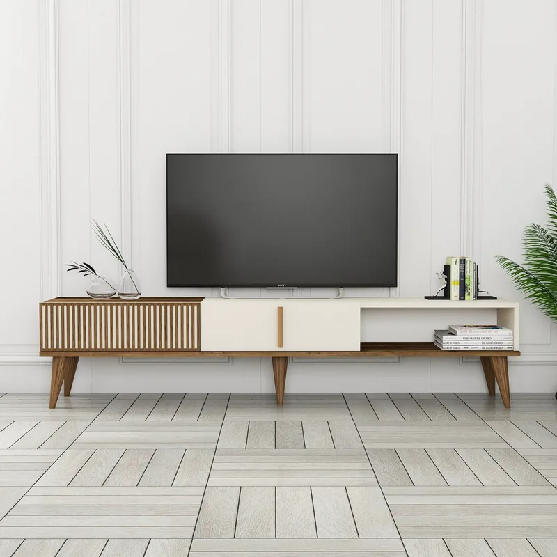 Βάση Τηλεόρασης Milan Alt - Walnut, Cream 845Hct3107 (180x40x35)