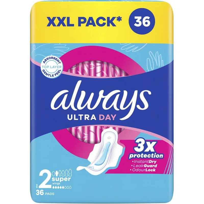 Always Ultra Day Super Size 2 Σερβιέτες με Φτερά για Προστασία που Διαρκεί 36 Τεμάχια