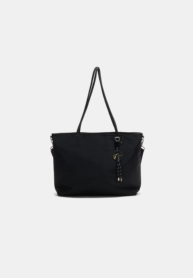 Stradivarius Τσάντα Shopper Με Μπρελόκ Μαύρο Os