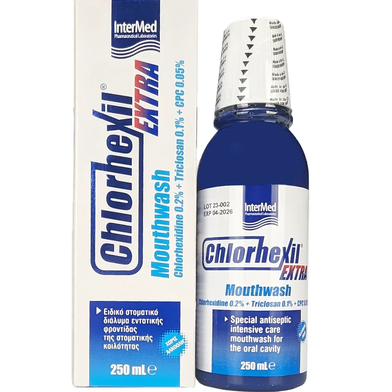 Chlorhexil Extra Mouthwash Στοματικό Διάλυμα Εντατικής & Ισχυρής Αντιμικροβιακής Προστασίας Μακράς Διάρκειας 250ml