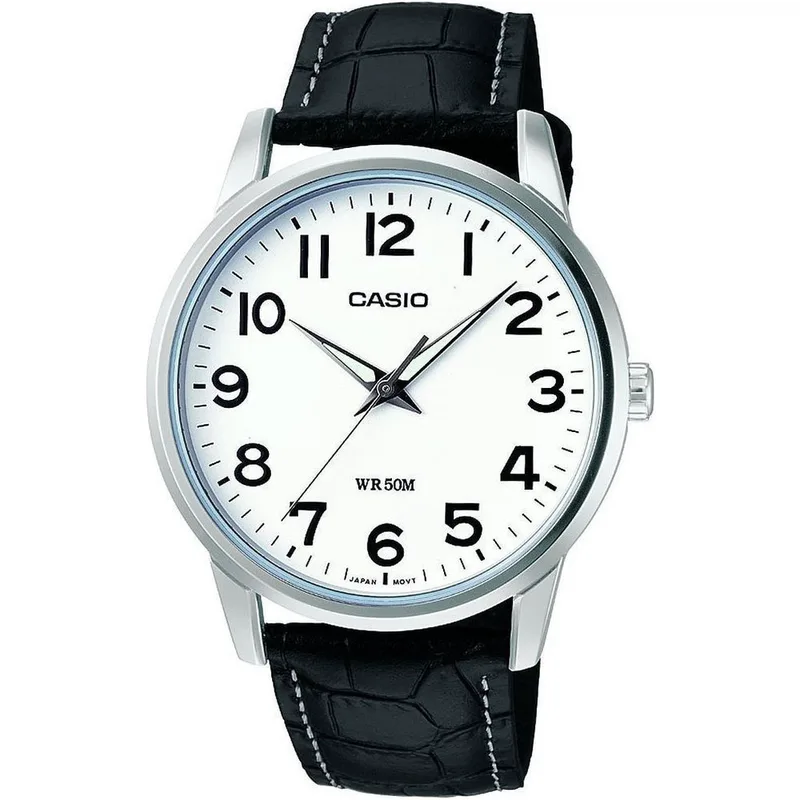 CASIO Men’s Collection Neobrite White Dial-Black Leather MTP-1303PL-7BVEF