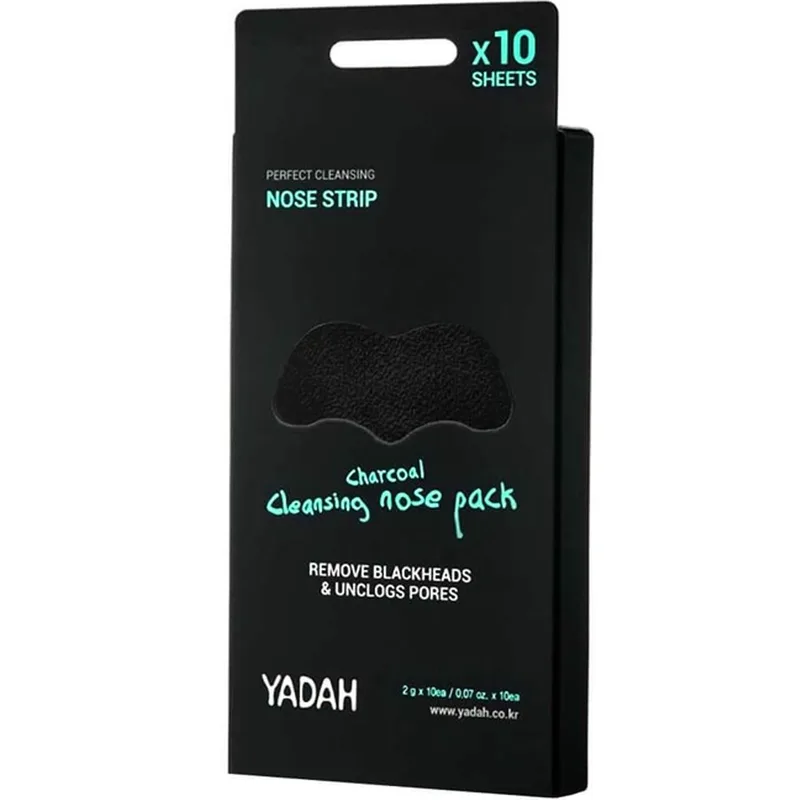 Yadah Charcoal Cleansing Nose Pack Nose Strip Ταινίες Καθαρισμού των Πόρων της Μύτης με Άνθρακα Αφαιρεί τους Ρύπους & Περίσσιο Σμήγμα 10 Τεμάχια