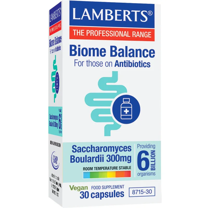 Lamberts Biome Balance For Those On Antibiotics Συμπλήρωμα Διατροφής Προβιοτικών για Αποκατάσταση της Εντερικής Χλωρίδας σε Άτομα που Λαμβάνουν Αντιβιοτικά 30caps