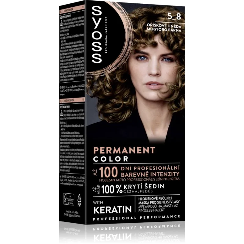Syoss Permanent Color μόνιμη βαφή μαλλιών απόχρωση 5_8 Hazelnut Brown 1 τμχ
