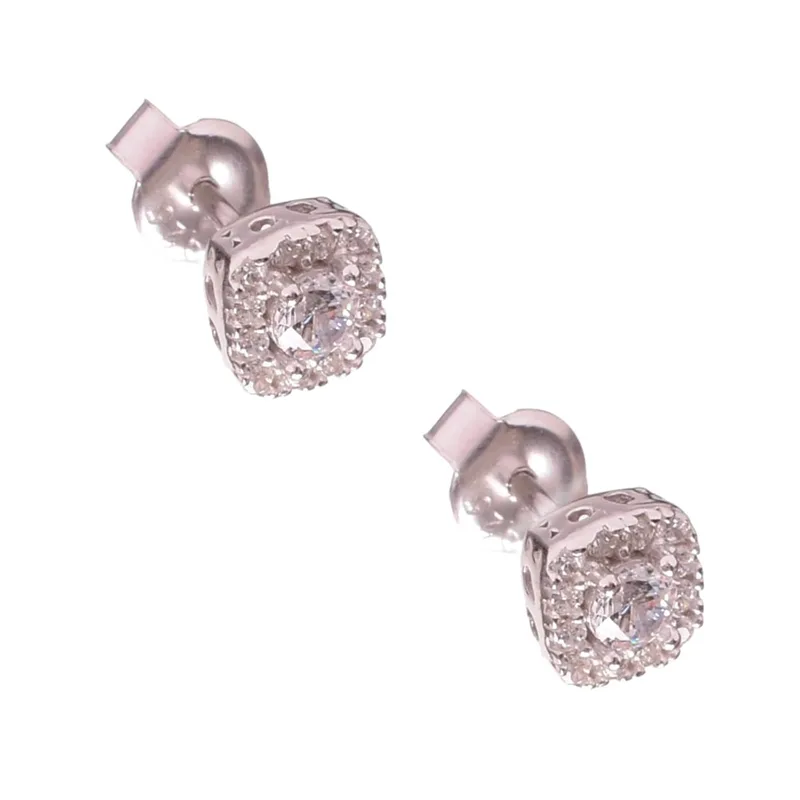 Σκουλαρίκια Καρφωτά Ασήμι 925 Τετράγωνα με zircon Gatsa SK205