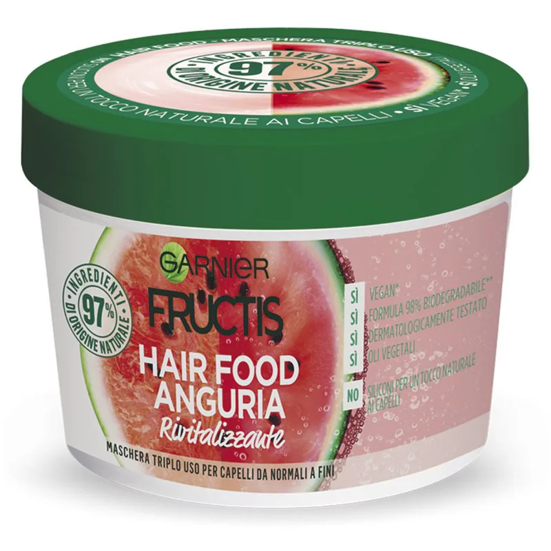 Garnier Fructis Watermelon Hair Food αναζωογονητική μάσκα για αδύναμα μαλλιά 390 ml
