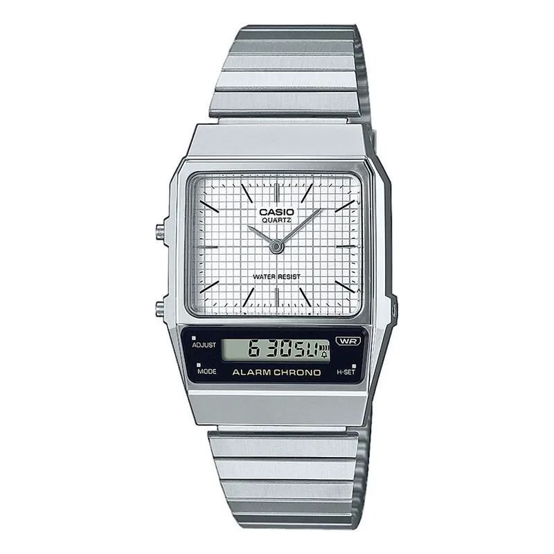 CASIO Vintage AnaDigi Silver Stainless Steel Bracelet AQ-800E-7AEF