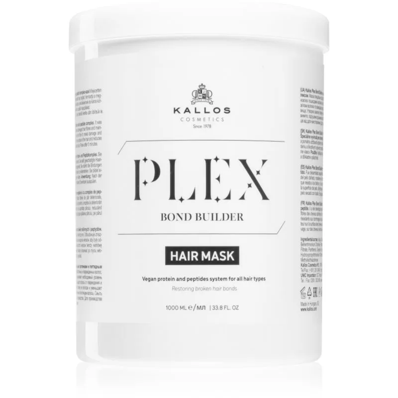Kallos Plex Hair Mask αναγεννητική μάσκα για κατεστραμμένα, χημικά επεξεργασμένα μαλλιά 1000 ml