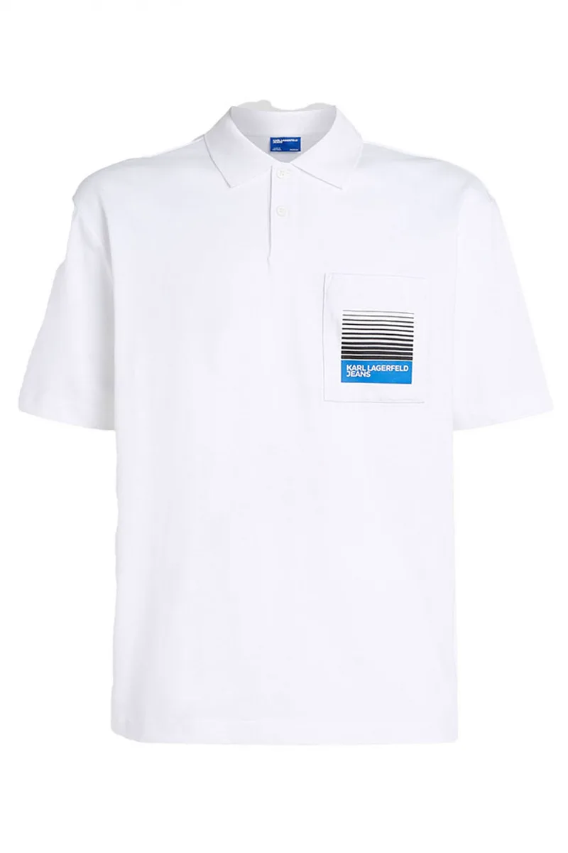 KARL LAGERFELD JEANS POLO ΜΕ ΤΣΕΠΑΚΙ JERSEY RELAXED FIT ΛΕΥΚΟ