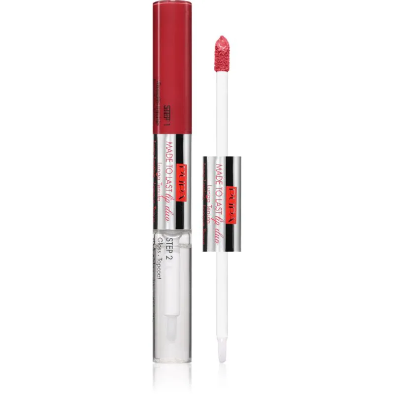 PUPA Milano Made to Last Lip Duo μακράς διαρκείας ρευστό κραγιόν με λάμψη απόχρωση 016 - Hot Ροζ 2x4 ml