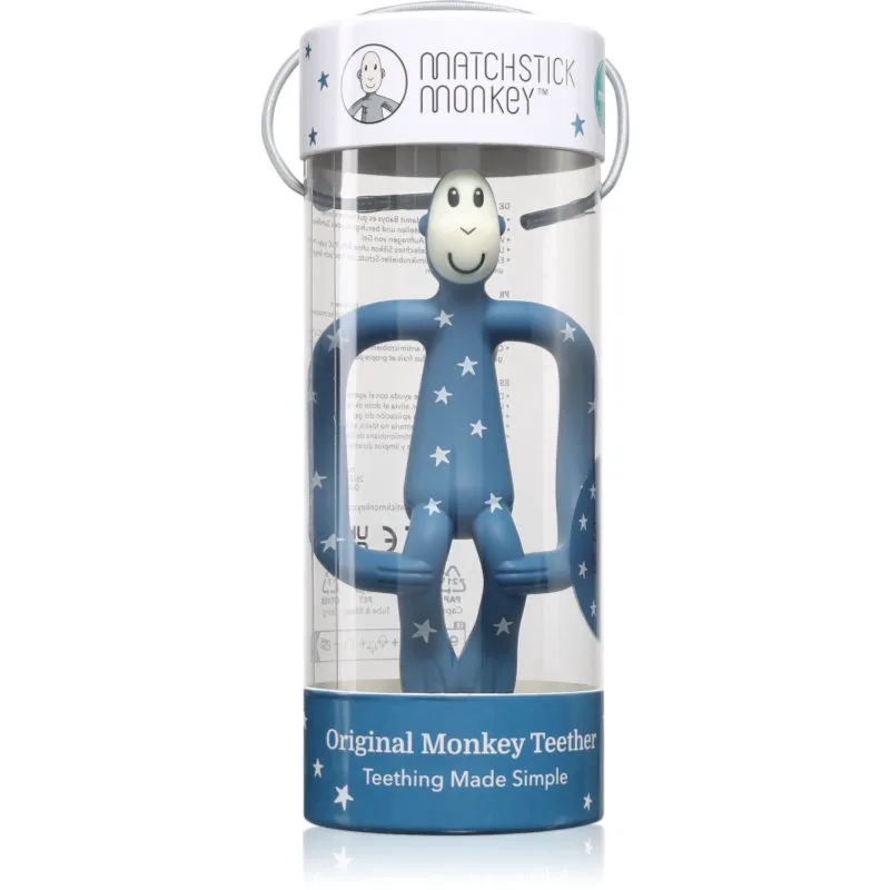 Matchstick Monkey Teething Toy and Gel Applicator μασητικό με βούρτσα 2 σε1 Stars Blue 1 τμχ