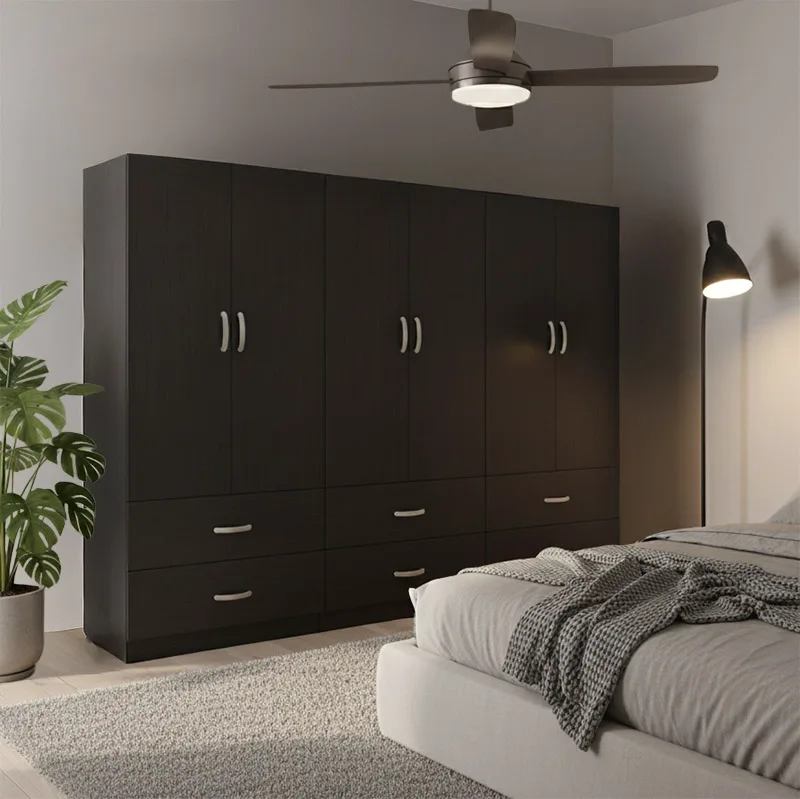 Ντουλάπα εξάφυλλη με συρτάρια Lego pakoworld wenge 240x42x180εκ - PAKO WORLD - 383-000191