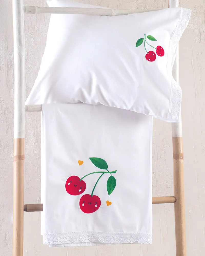 Σετ Σεντόνια Κούνιας 3 Τεμαχίων Rythmos Cherries 100x160