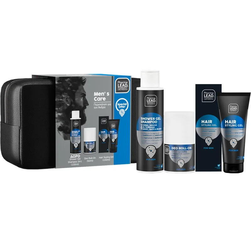 Pharmalead Men's Care Promo Hair Styling Gel 100ml & Deo Roll-On 50ml & Δώρο 3in1 Shower Gel Shampoo 100ml & Δώρο Νεσεσέρ 1 Τεμάχιο