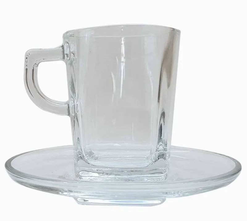 ΦΛΥΤΖΑΝΙ ESPRESSO ESPIEL CARRE CUP AND SAUCER TEMPERED ΓΥΑΛΙ 75CC