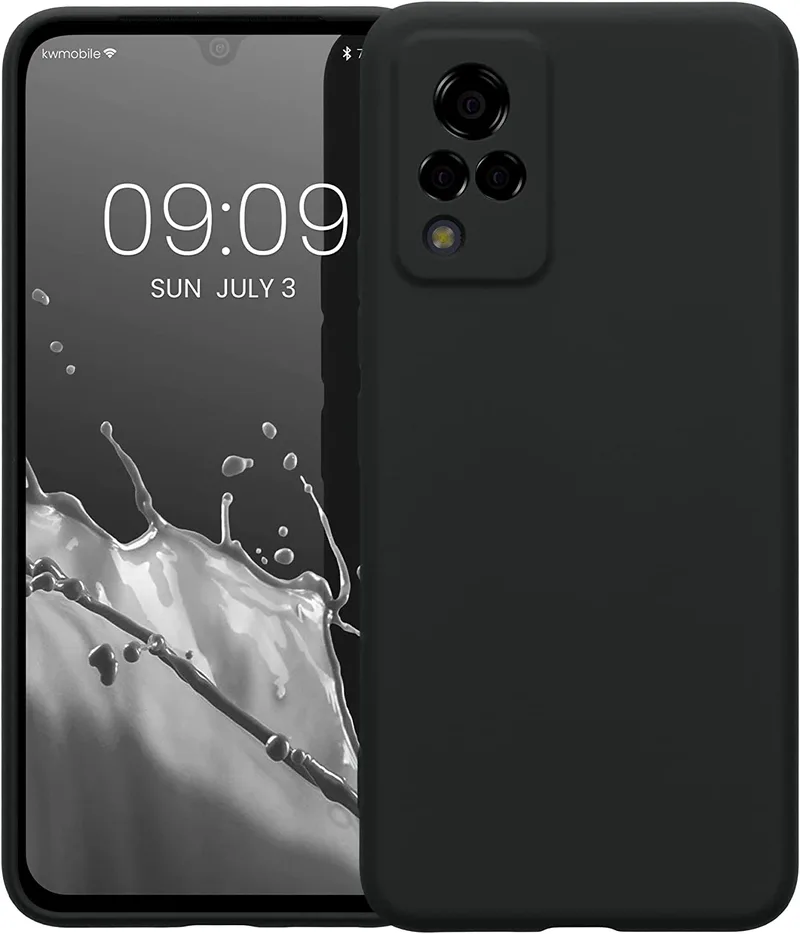 KWmobile Soft Slim Flexible Rubber Cover with Camera Protector - Θήκη Σιλικόνης Vivo V21 με Πλαίσιο Κάμερας - Black Matte (59907.47)