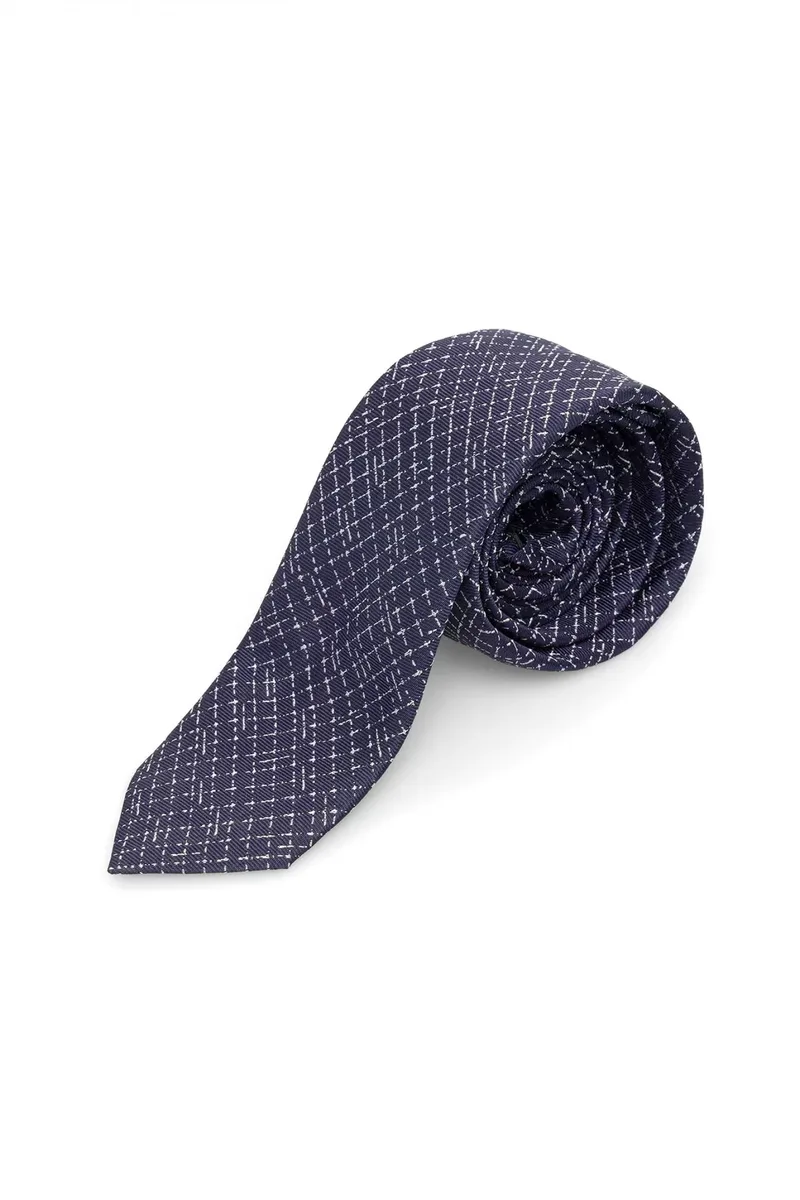 HUGO ΓΡΑΒΑΤΑ Tie cm 6 ΜΠΛΕ-ΛΕΥΚΟ