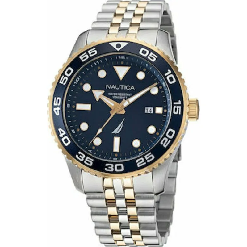Ρολόι Ανδρικό Δίχρωμο Stainless Steel Bracelet Nautica NAPPBF140