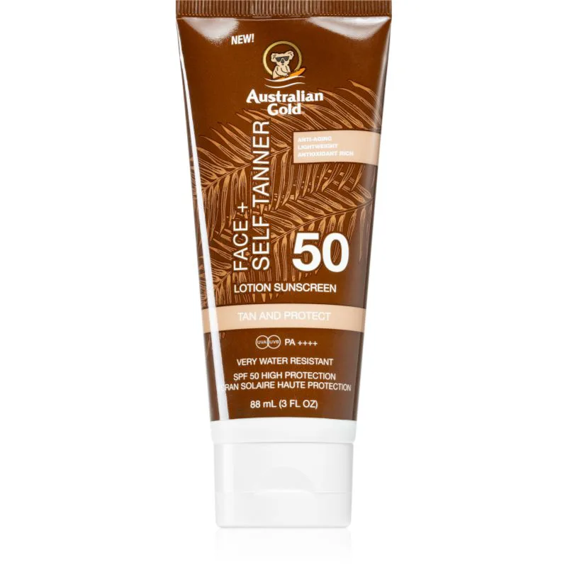 Australian Χρυσό Face + Self Tanner κρέμα αυτομαυρίσματος για το πρόσωπο SPF 50 88 μλ