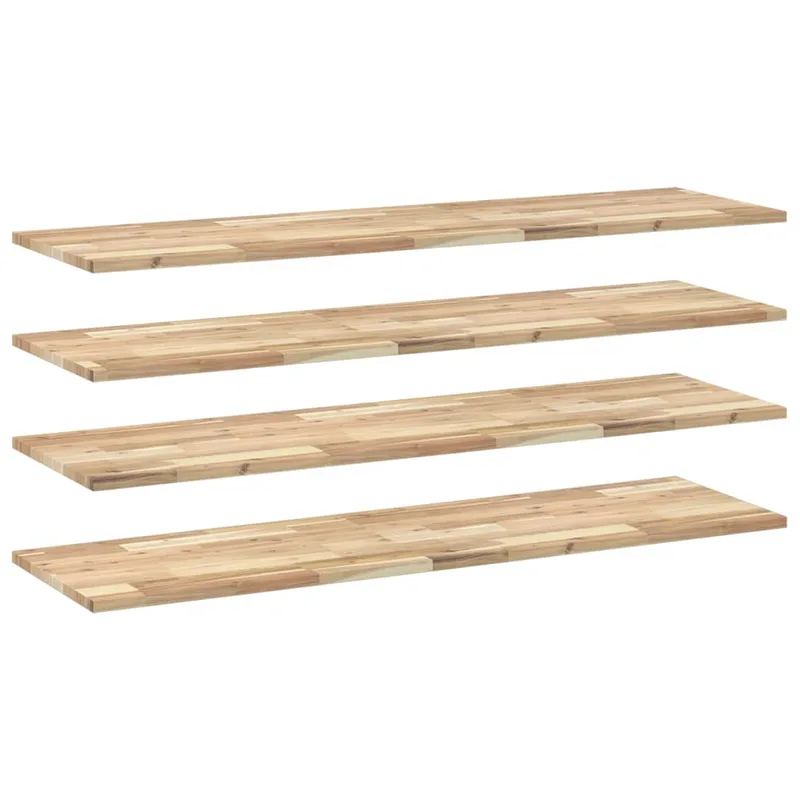 vidaXL Ράφια Πλωτά 4 τεμ. 160x40x2 εκ. από Μασίφ Ξύλο Ακακίας χωρίς Επεξεργασία
