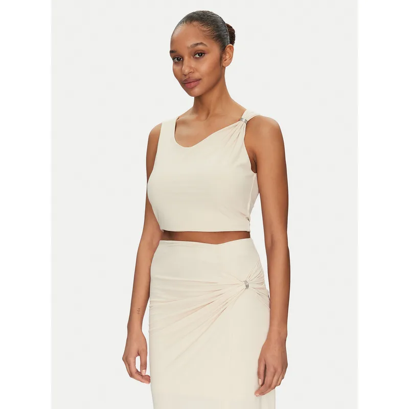 Guess Τοπ W5GP22 KAQL2 Μπεζ Regular Fit