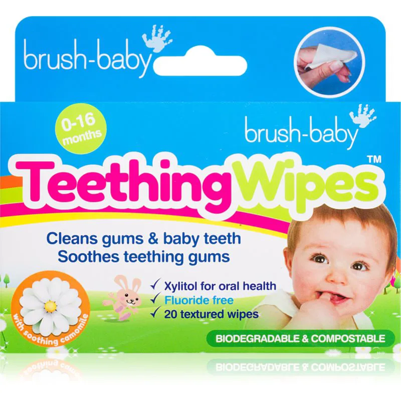 Brush Baby Applemint μαντηλάκια για δόντια για παιδιά 20 τμχ