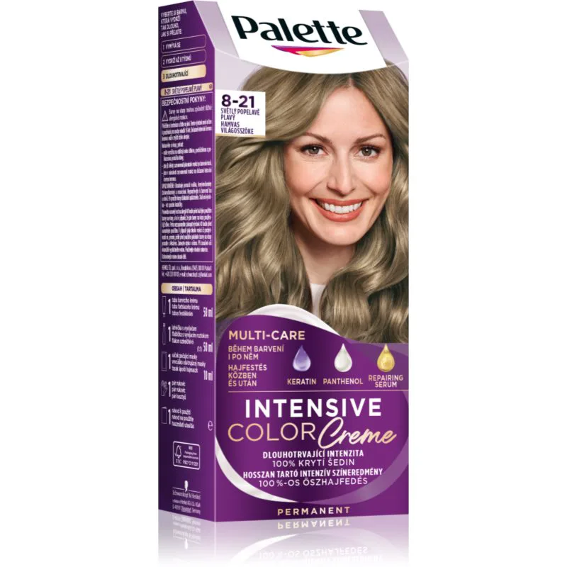 Schwarzkopf Palette Intensive Color Creme μόνιμη βαφή μαλλιών απόχρωση 8-21 Ashy Light Blond 1 τμχ