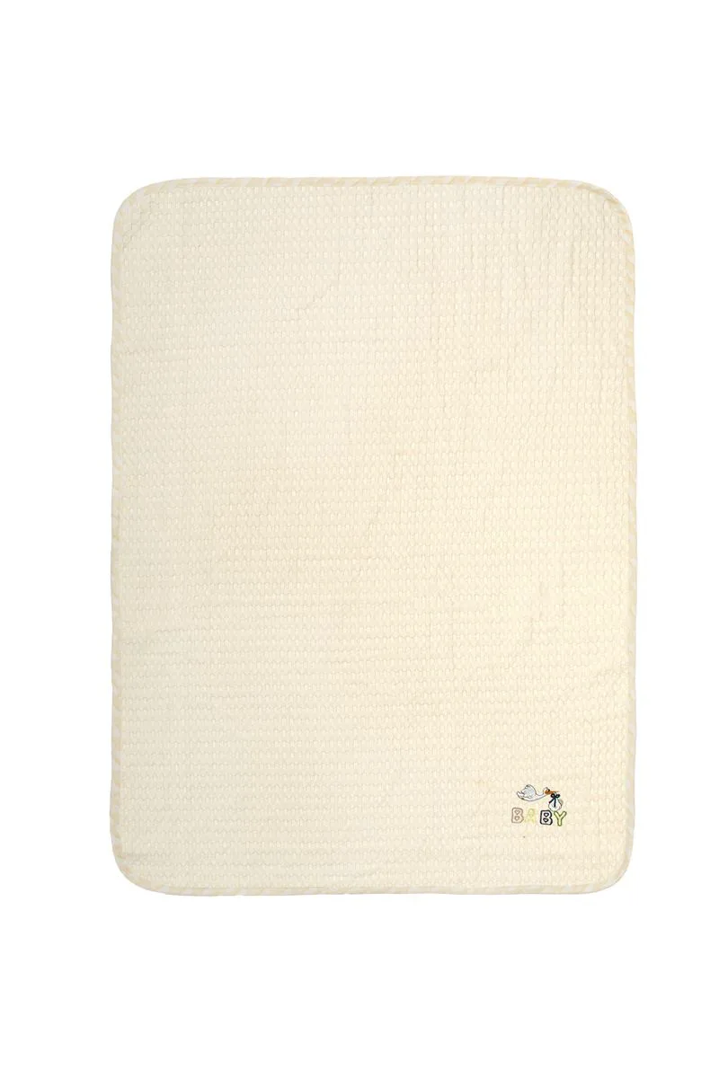 Κουβέρτα Πικέ Με Κέντημα bebe Stork 194 100X160 Ecru-Yellow 100% Cotton