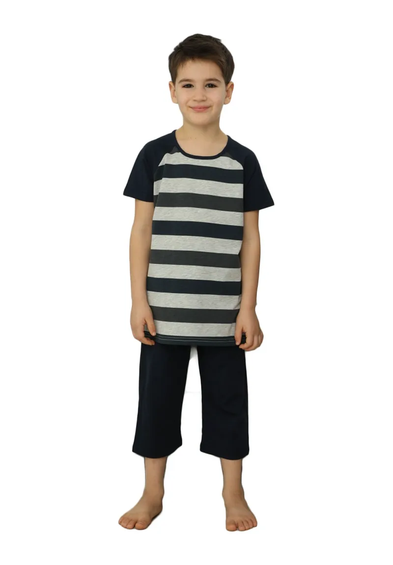Πιτζάμα παιδική με σορτσάκι Grey Stripes 48548Ε