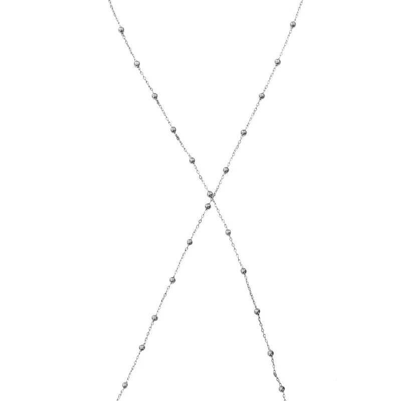 Jt Εντυπωσιακή ατσάλινη αλυσίδα σώματος bodychain με μπίλιες Ασημί
