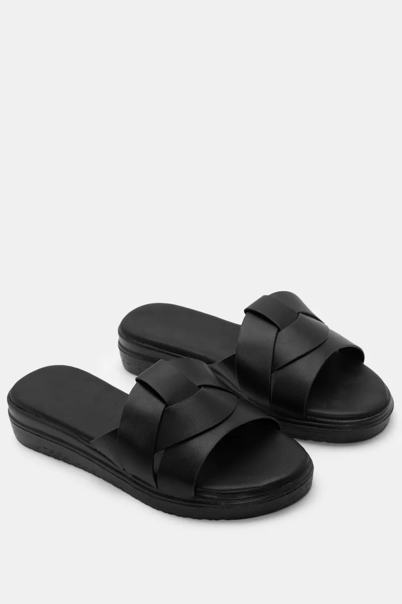 Σανδάλια Flatform με Φάσα - Μαύρο
